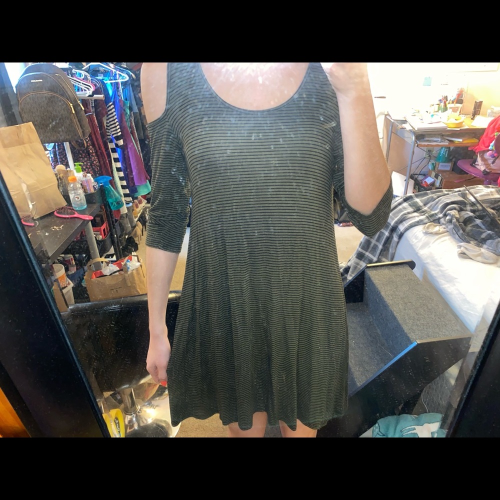 Olive green and black striped dress!